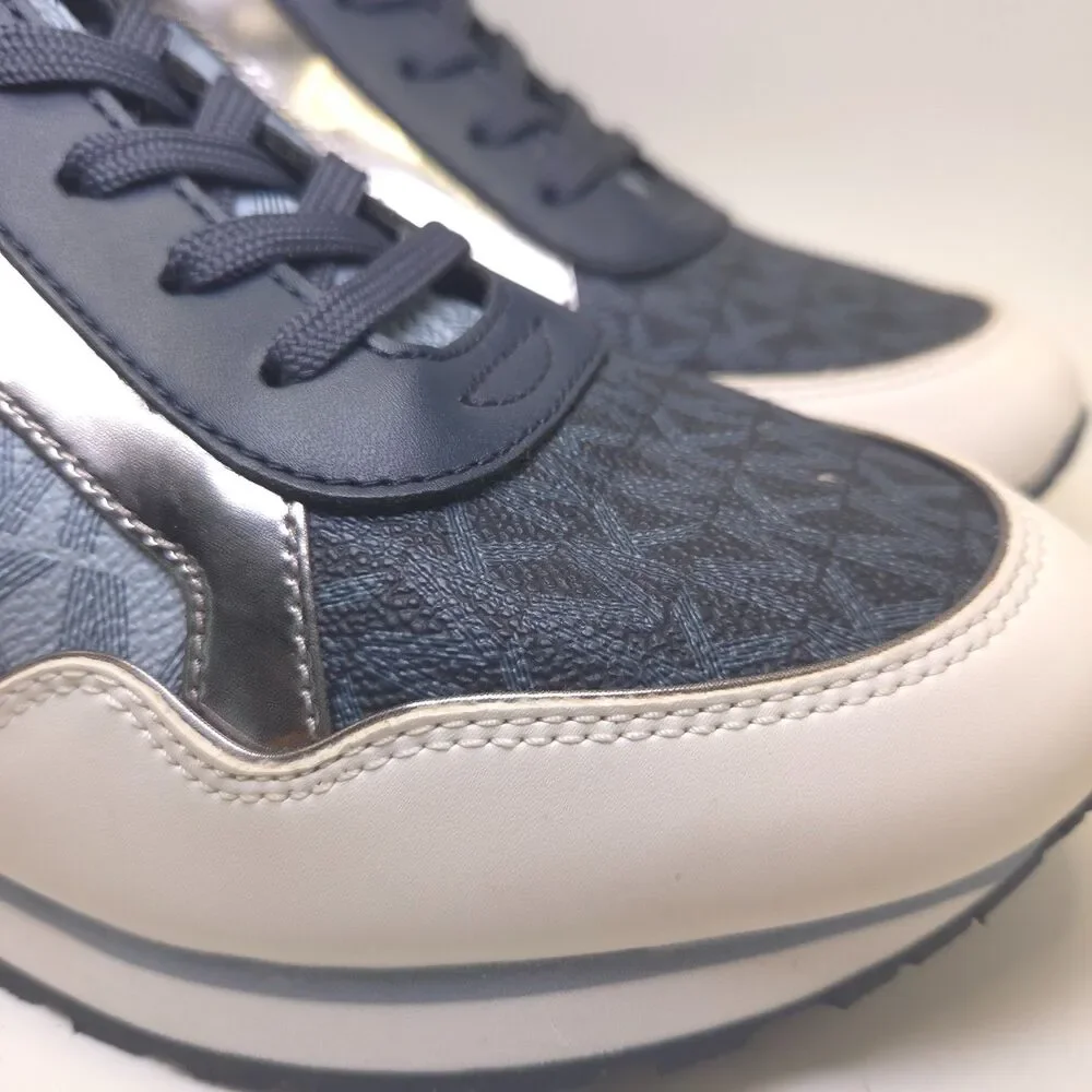 Michael Kors Maddy Logo Trainer Admiral Blue Sneakers Women 10M 49F0MAFS3B NIB